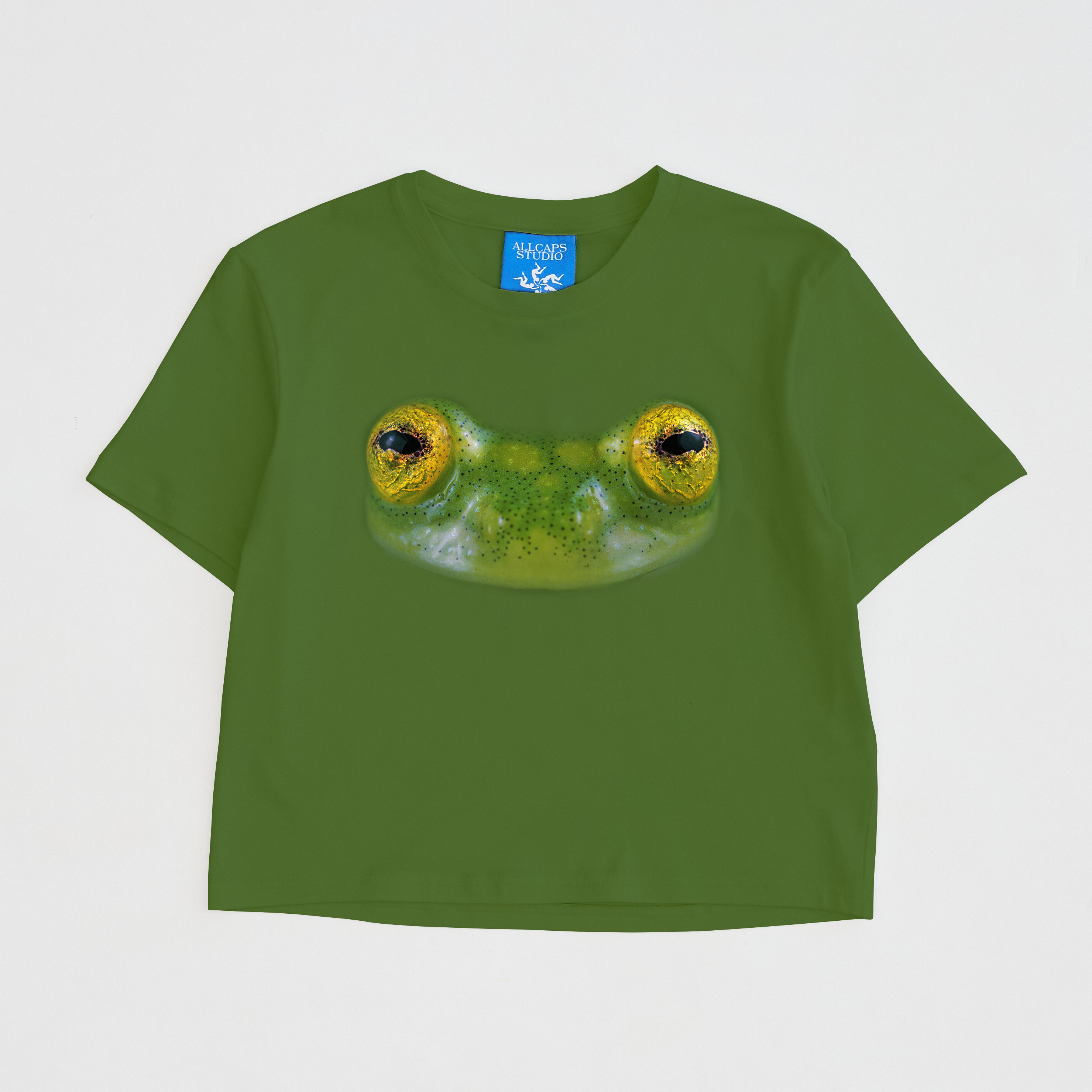 Frog Face - Cropped Womens T-Shirt (Frog Green)