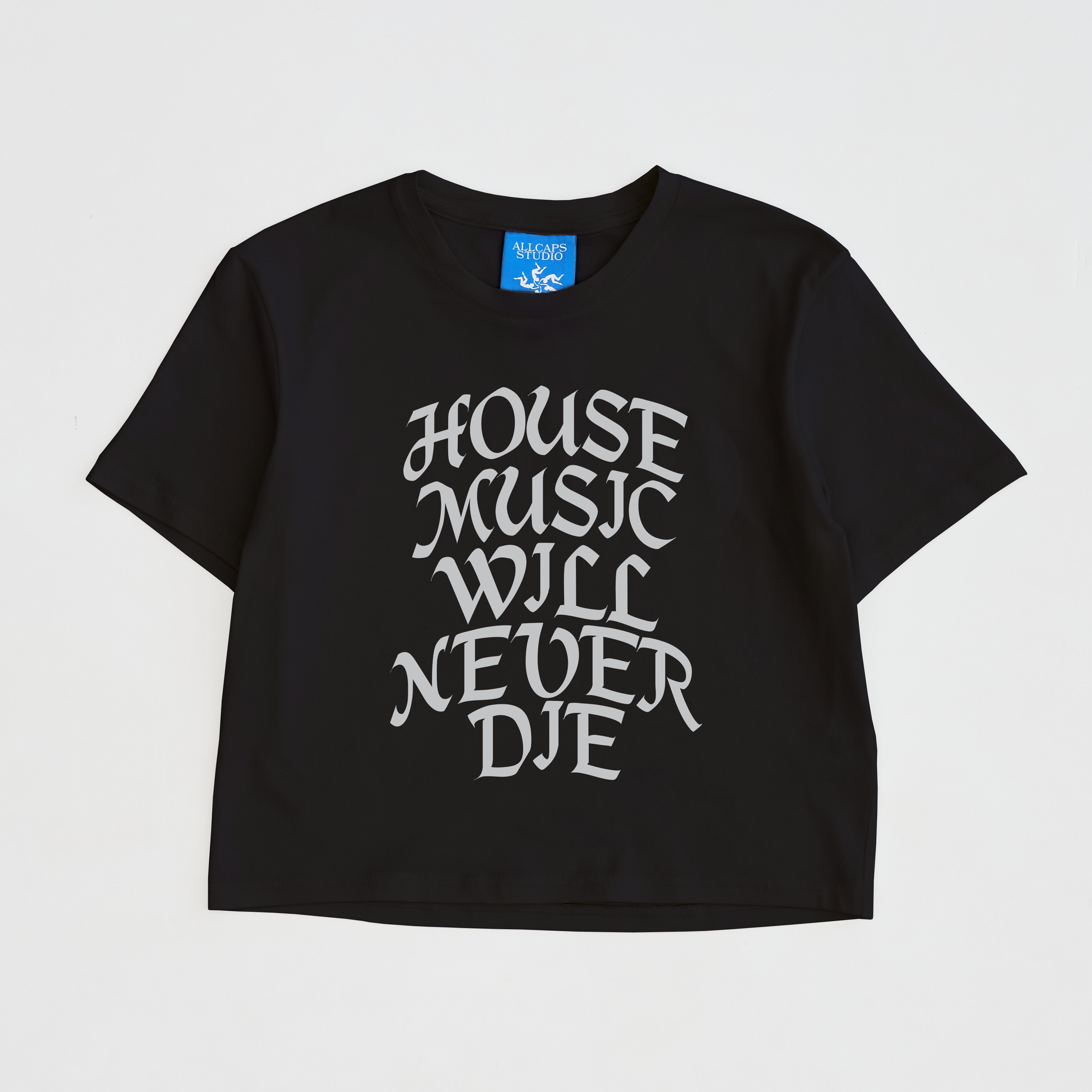 House Music - Cropped Womens T-Shirt (Black)