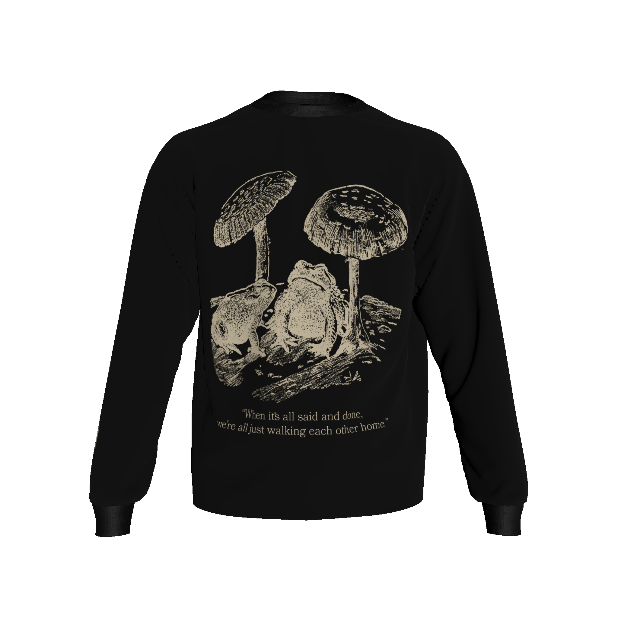 Mushroom Frog L/S T-Shirt (Black)