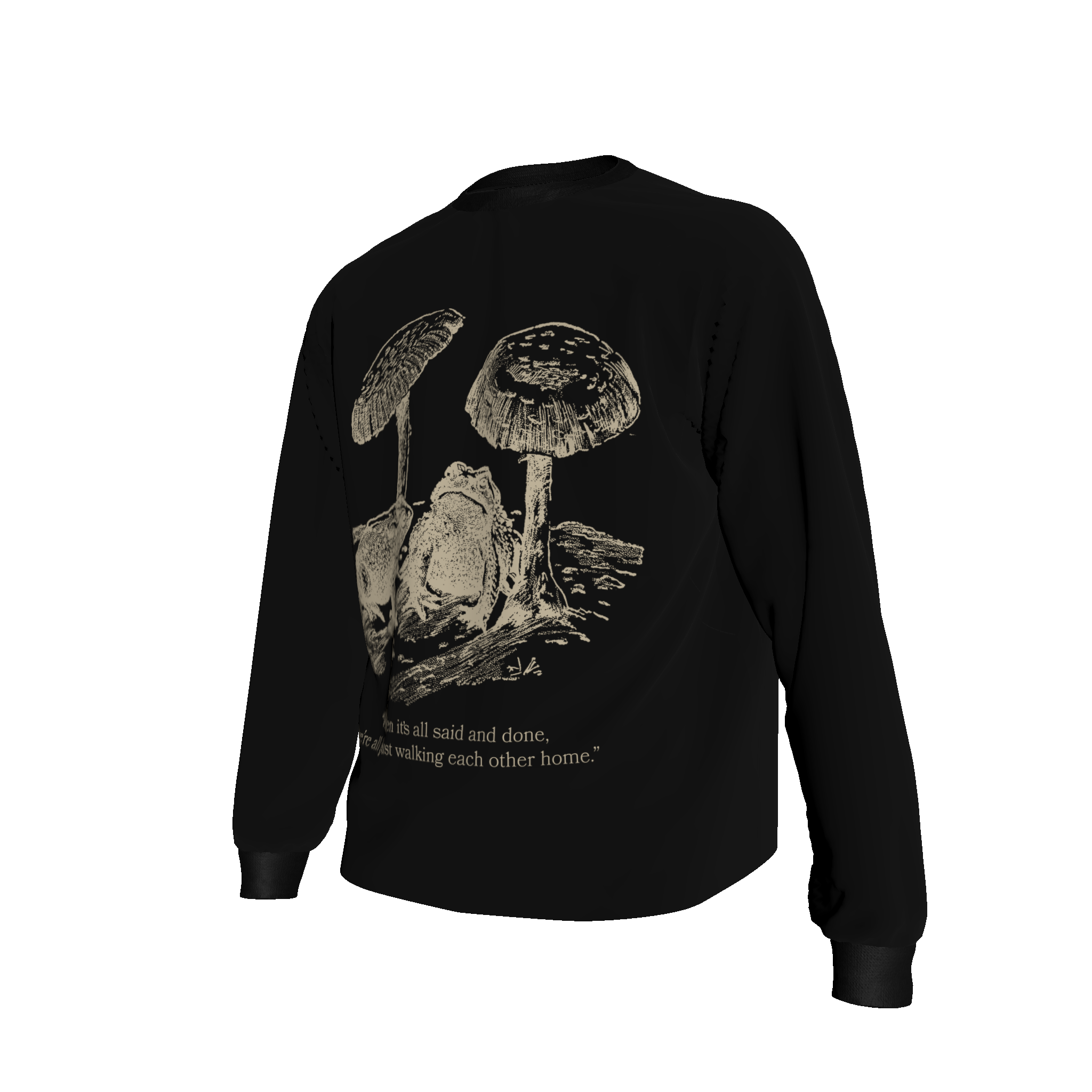 Mushroom Frog L/S T-Shirt (Black)