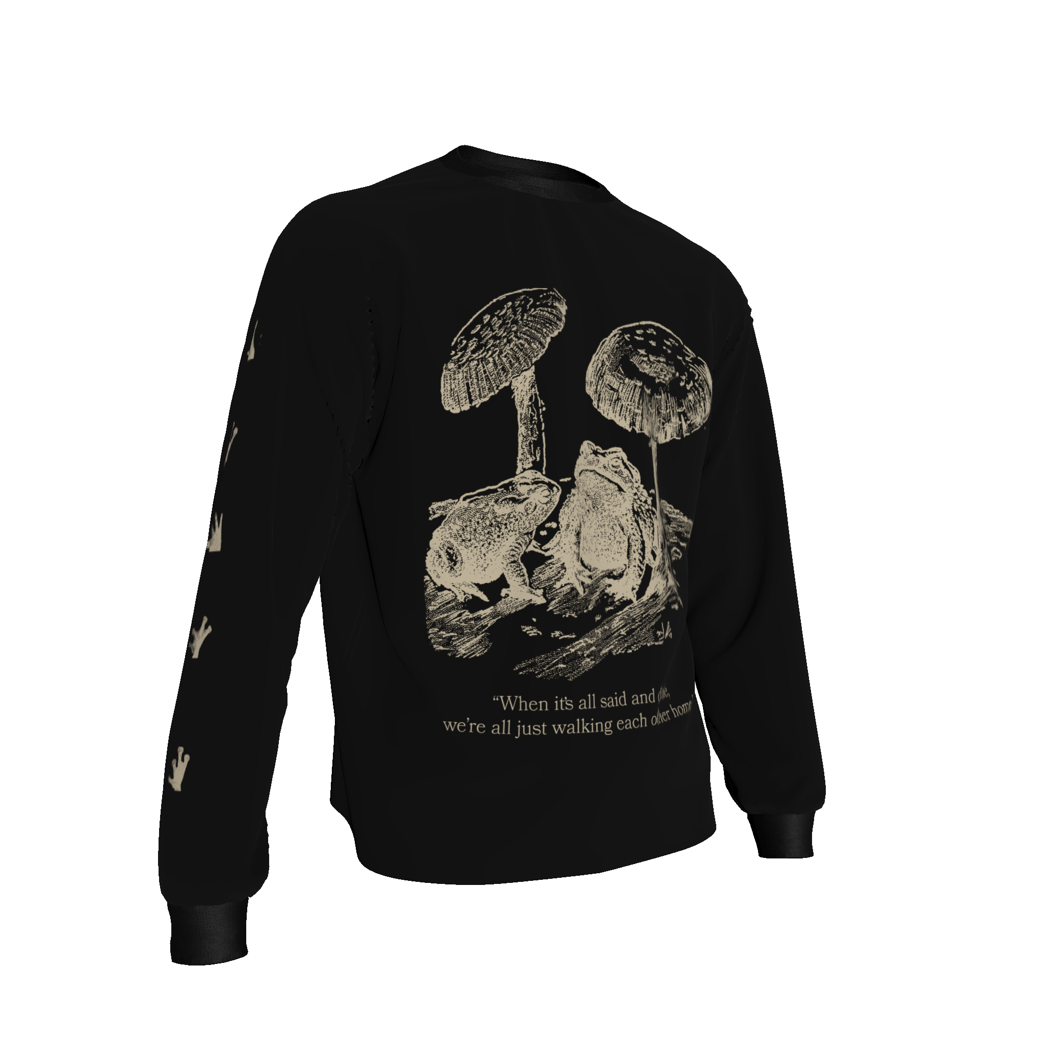 Mushroom Frog L/S T-Shirt (Black)